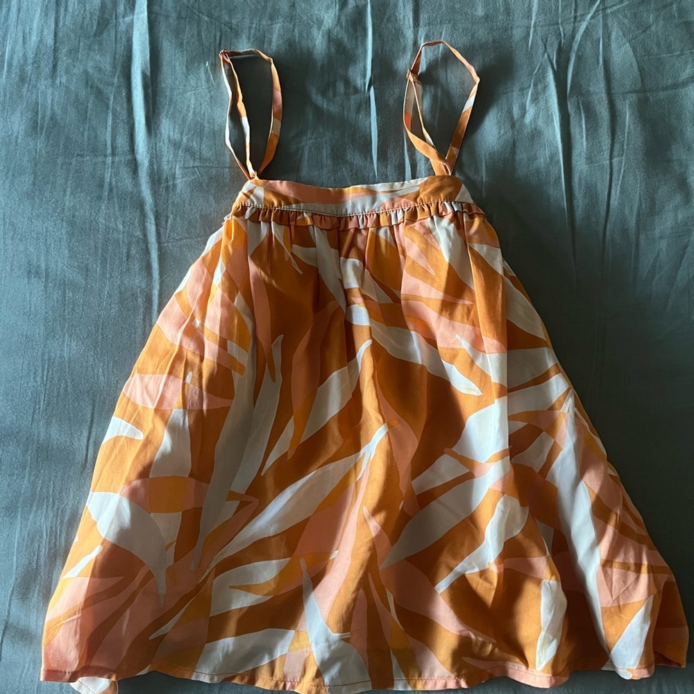 A New Day Orange and White Ruched Sleeveless Top